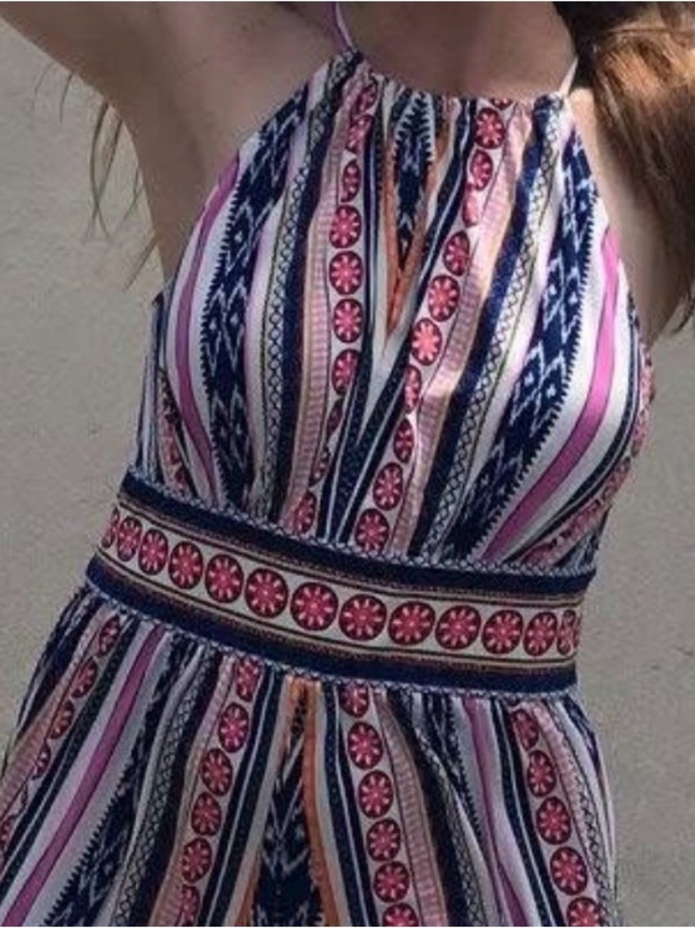 London Times Navy, Pink & Coral Print Dress